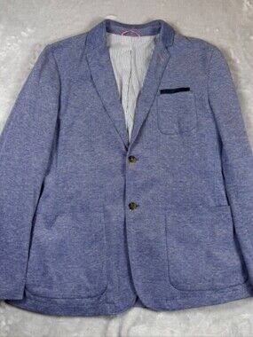 Springfield Blue Knit Blazer Mens XL 5 Casual Sport Coat Two Button Blue White